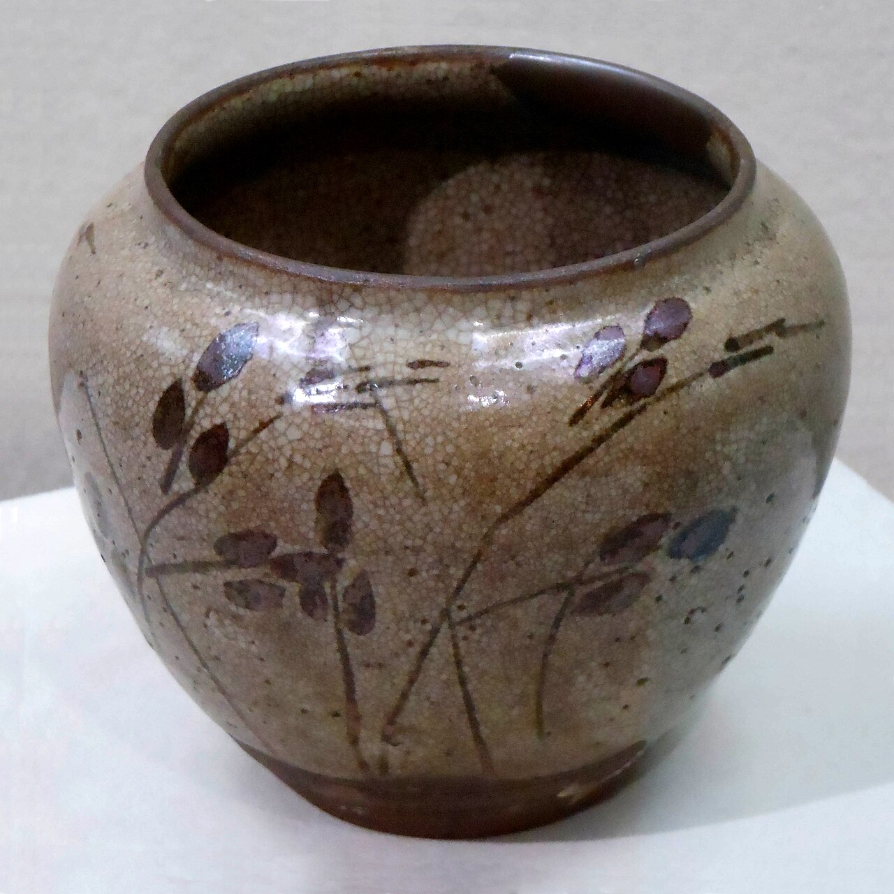 絵唐津 鉄絵萩文壺
